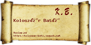 Koloszár Bató névjegykártya